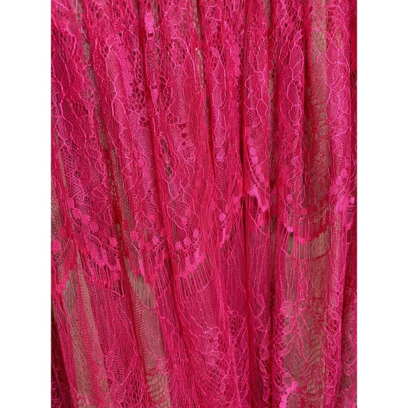 Three Floor Mini Dress Hot Pink Fuschia Lace Open Back Size 12‎ - Picture 7 of 13
